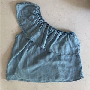 One Shoulder Denim Top